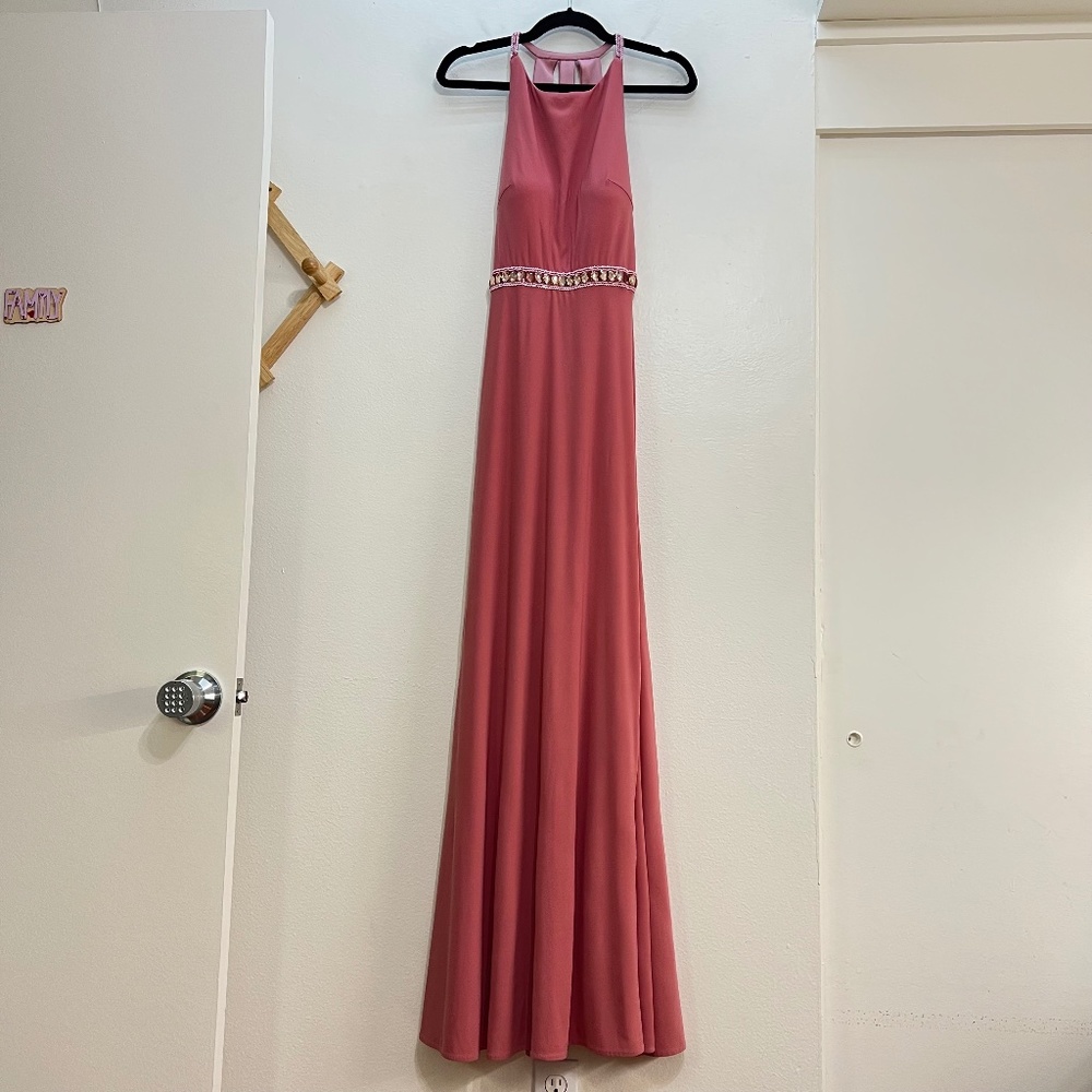 NEW Mac Duggal Ieena Bead & Rhinestone Waistband Jersey Gown Size 2